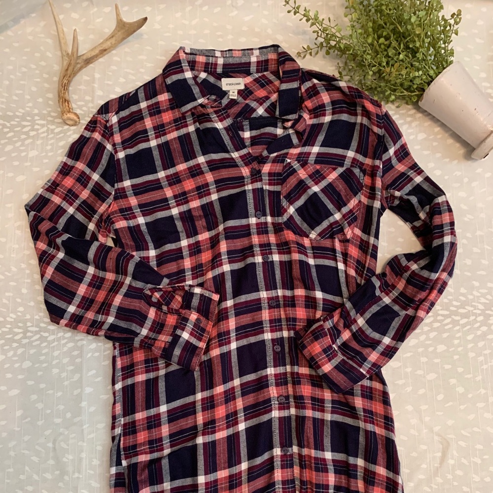 Tunic style flannel shirt